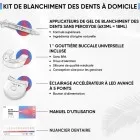 Kit de blanchiment dentaire avec 6 applicateurs, 1 gouttière, 1 lumière LED et 1 nuancier